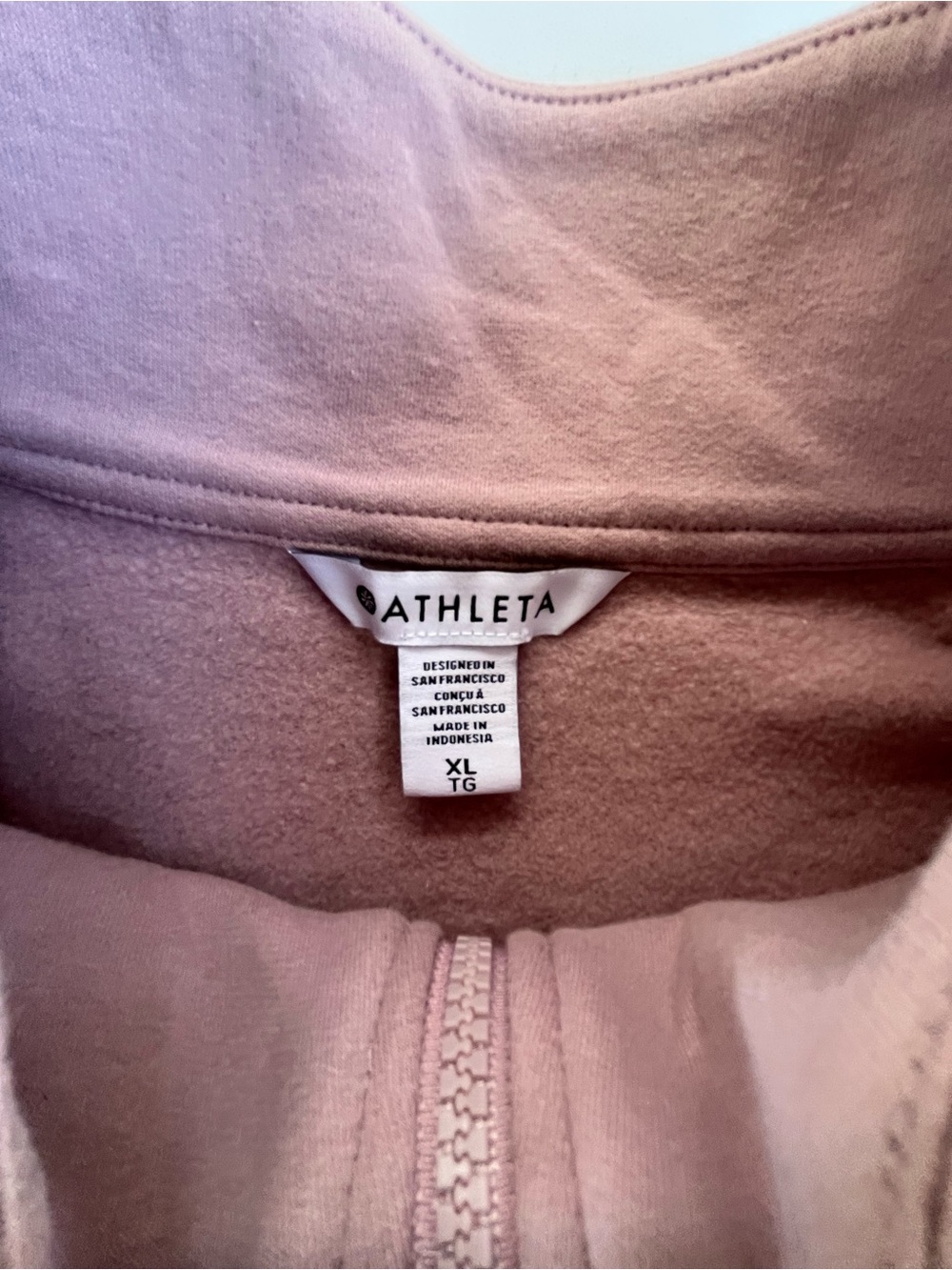 Mauve Athleta full zip fleece hoodie XL cropped - Picture 6 of 8